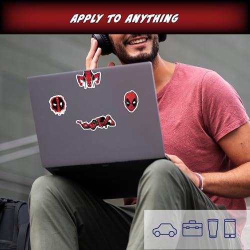 Marvel Deadpool Vinyl Decals - Set of 4 Deadpool Vinyl Car Stickers for Window Truck Bumper Laptop Tumbler Cup Cell Phone Marvel Licensed by WALL PALZ - Image 5
