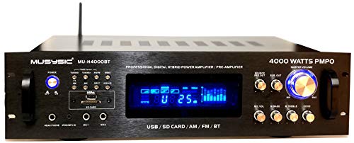 Professional 4000 Watts Hybrid Power Amplifier/Pre-Amplifier/Receiver Bluetooth AM/FM Tuner USB/SD Slot MP3 / iPod Input MU-H4000BT - Thumbnail 3