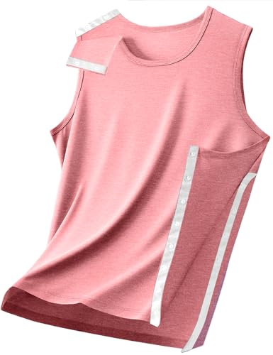 Camisetas unissex para cirurgia de ombro, regata de acesso de encaixe, braço quebrado, camisa sem ma