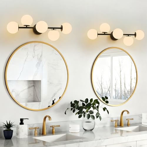 Image of Modern Bathroom Vanity Light Fixtures,LED Matte Black Wall Sconce Lighting