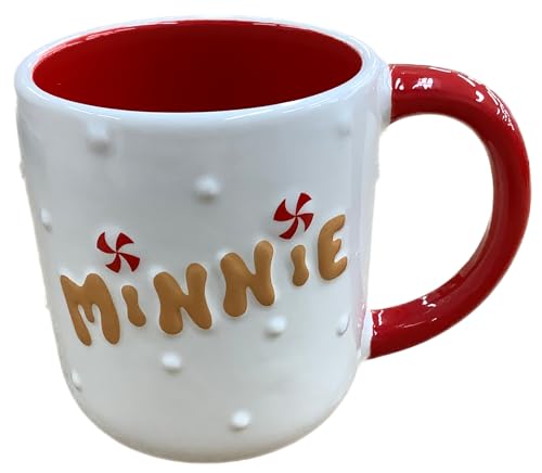 Disney Christmas Mug, White - Minnie Gingerbread Mouse, Red Handle