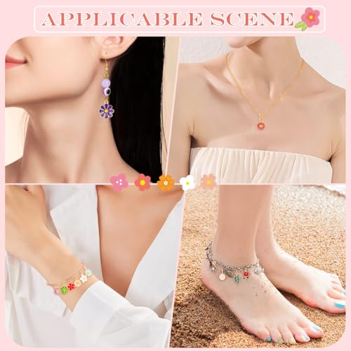 100Pcs 50 Pairs Flower Charms for Jewelry Making, Wholesale Assorted Enamel Mixed Bulk Metal Earring Charms for DIY Necklace Bracelet Earring Jewelry Making and Crafting