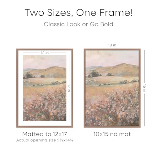 Image of Homeforia 12x17 Picture Frame Mocha, High End Metal 12x17 Poster Frames with Mat 10x15 for Photo, 12 x 17 Mocha Frame Matted to 10 x 15 inch Print, 17x12 Thin Frame, Tempered Glass, Wall Kit, Set of 1