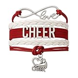 Infinity Collection - Cheer Bracelet - Red and White - Cheerleading Infinity Charm Jewelry Gift for Cheerleaders, Teams, or Squads