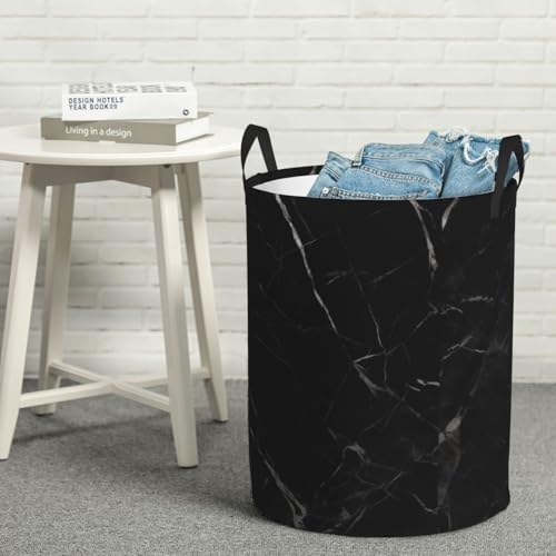Sac à linge en marbre noir chic | Rangement élégant de qualité