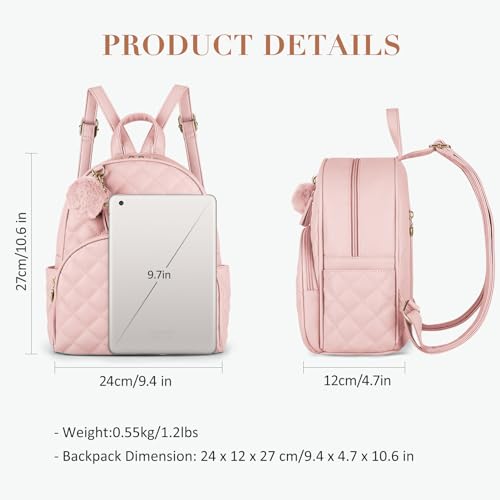 Image of ECOSUSI Mini Backpack for Women Vegan Leather Small Backpack Purse | Cute Pom Bookbag for Ladies Travel Shoulder Bag with Charm Tassel, Black