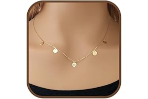 Dangling Disc Necklace| Real 14k Yellow Gold| 6mm. Disc 1.1mm| Sturdy Chain|...