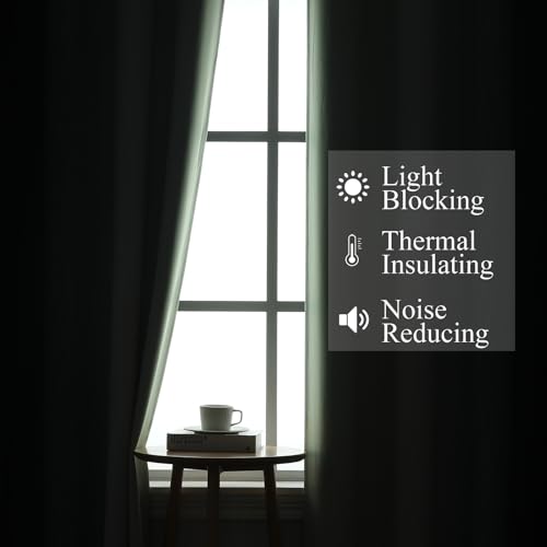 Estelar Textiler Navy Blue and Sage Green Blackout Curtains 54 Inch Length, Full Light Blocking Gradient Grommet Drapes for Kitchen, Thermal Insulated Ombre Curtains for Bedroom, 52Wx54L, 2 Panels
