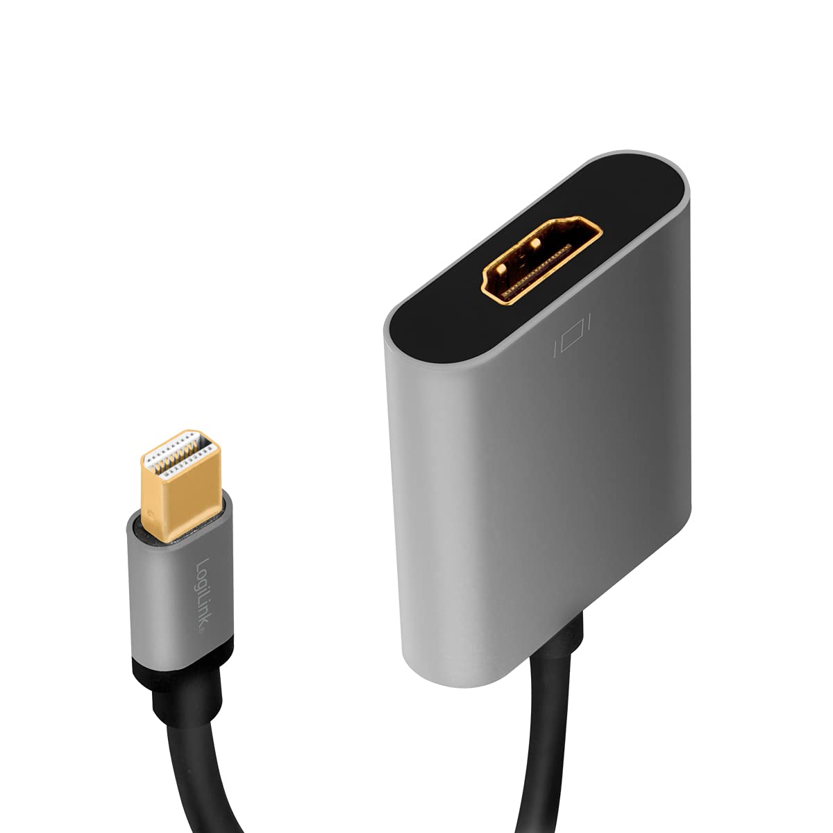 LogiLink CDA0110 - Cable adaptador DisplayPort miniDisplayPort 4K/60 Hz, aluminio, negro/gris, 0,15 m