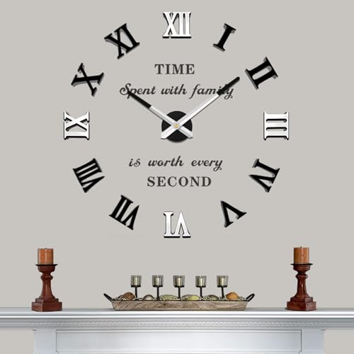 Vangold Pendule Murale 3D Géante au Design Moderne Horloge Murale pour La Chambre Cuisine Bureau Hôtel Cadeau