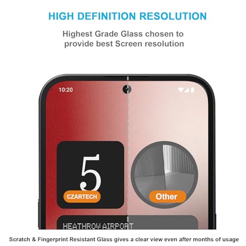 Image of Czartech Tempered Glass Screen Protector Compatible For Nothing Phone 2A / Nothing Phone 2A Plus (Black) Edge-To-Edge Protector Coverage with Easy Installation Kit