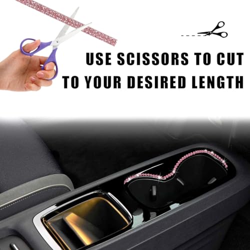 Image of povtii Bling Car Trim Self Adhesive, 16.4 Ft Glitter Crystal Rhinestone Decals Sticker Strips, Sparkly Auto Dashboard Decor Line Molding Sticker, Interior Exterior Car Accessories (Pink, 5mm)