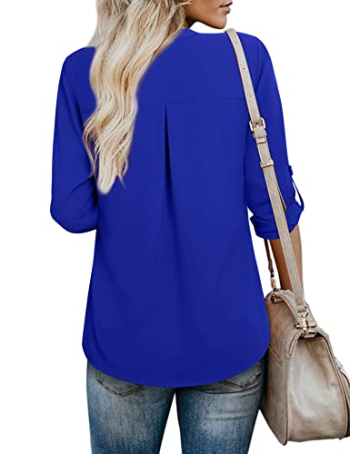 Gaharu Women's Blouses 3/4 Sleeve Work Shirt Chiffon Tunic Top Office Wear2