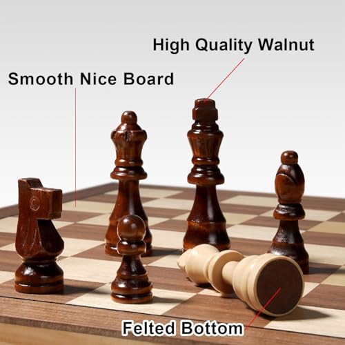 Image of PRIMESAGE Chess Board Set Chess Board Wooden Chess Board Set Magnetic Chess Board Wooden Chess Board Magnetic Chess Board Memory Chess Game for Kids Board Games Memory Chess | 9.5x9.5 inches