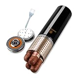 Travel Cigar Humidor Case/Box Metal Portable Air Tight Lid Smell Proof Cigar Case Tube Built in Humidifier for Humidity Control, Humidor That can Hold About 3-5 Cigars with Gift Box (Black)