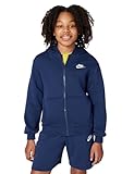 Nike Kid's Sportswear Club Fleece Full-Zip Hoodie, Midnight Navy/White, Medium
