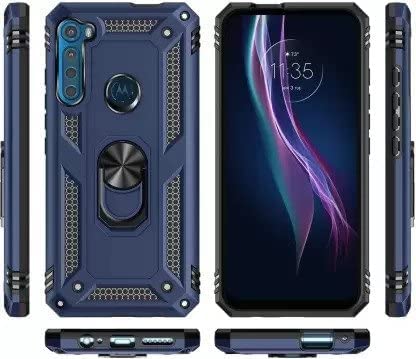 Robot Ring Thunder Case, Shockproof Hybrid Kickstand Back Case Defender Cover for Motorola One Fusion+ / Moto One Fusion Plus – Blue