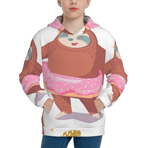 Sloth with Donuts1 Kid Hoodies Boys Sweatshirts Girls Pullover with Pocket