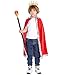 King Costume for Kids Robe Crown Scepter Set Boys Royal Prince Cape Dress Up Cosplay Red