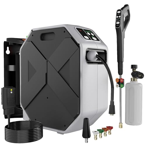 DECOKTOOL 5000PSI Wall Mounted PowerWasher with 4 Quick Connect Nozzles Foam Cannon for Car Lane Patio Cleaning