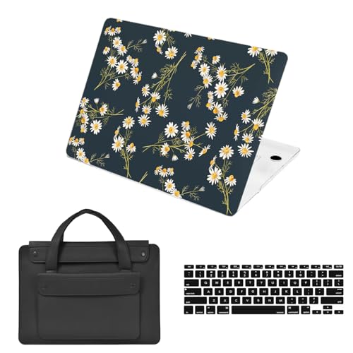Funda para MacBook Pro 13 con bolsa y protector de teclado diseño de margaritas