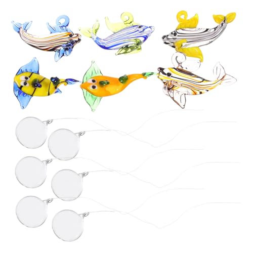 YARNOW 6個 フロートペンダント 族館のフロートの装飾 浮いている魚 ボウル 槽の植物 ヒータ 人工魚 人工的な 小さな 族館の装飾 キット フィーダ 族館フロート ガラス
