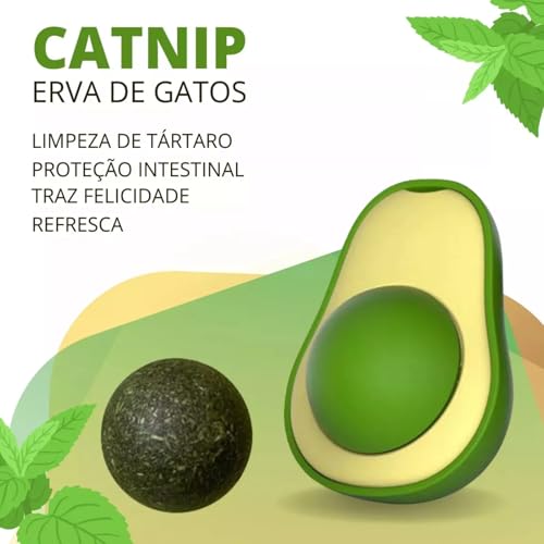 Brinquedo Para Gato Abacate Bolinha Giratória Catnip Natural (1und)