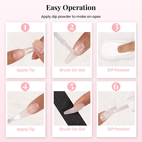 Beetles 12 Pcs Dip Powder Nail Kit With Nail Glue Gel Base Top Brush Saver Recycling Tray False Nail Tips For Dip Powder, Clear White Pink Dipping Powder Color For Diy Salon Nail Art Repair Manicure #TOP5