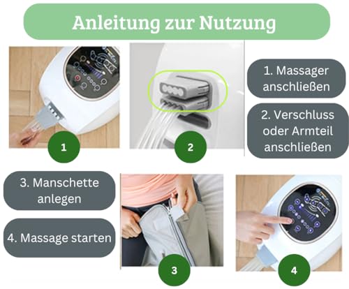 Bein Kompressionsgerät zur Lymphdrainage, Blutzirkulationsförderung und Ödemreduktion, mit pneumatischer Kompression, beinmassagegerät (Schwarz, L)