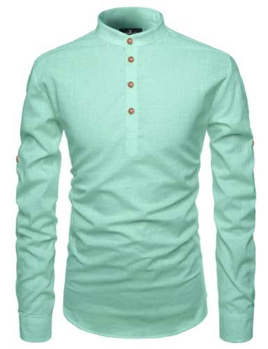 Image of Univibe Full Sleeve Chinese /Rounded /Mandarin Collar Pure Cotton Casual, Wedding, Party, Festival Stylish Short Length Slim fit Kurta Style Shirt for Men and Boys.