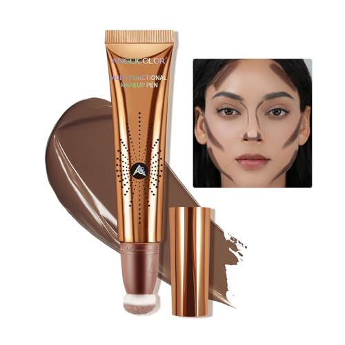 Anglicolor Contour Stick With Cushion Applicator,Liquid Contour Wand,Cream Contour Smooth,Bronzer Stick Lightweight Liquid Bronzer For Face (03#Light Medium, 12ml)
