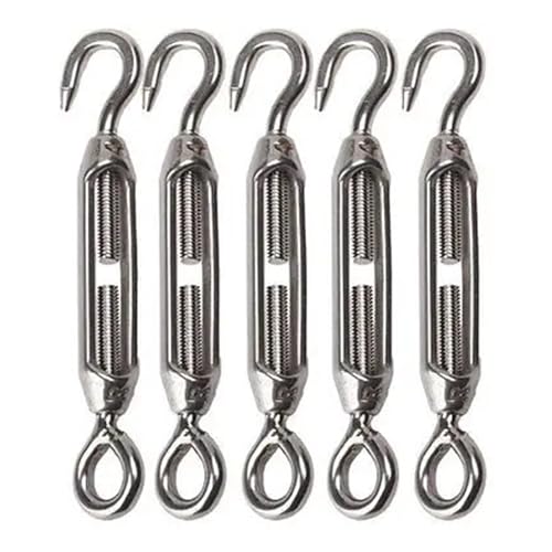 5PCS M4 Tensores para Cables de Acero Inoxidable 304 con Gancho y Ojal miniatura 4