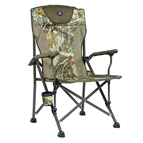 Jungleland High Back Camping Chair For Adults Oversize Hard-Arm Portable Folding Chair With Beverage Holder Support 330Lbs,Camouflage Pattern #TOP4