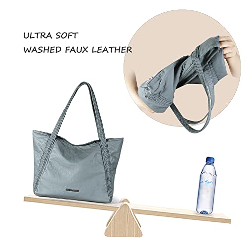 Montana West Roomy Fashion Hobo Womens Handbags Ladies Purse Satchel Shoulder Bags Tote Washed Leather Bag Blue #TOP3