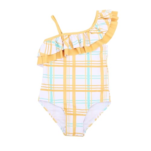 LIZENS Floral Ruffle One-Shoulder Girls' One-Piece Swimwear