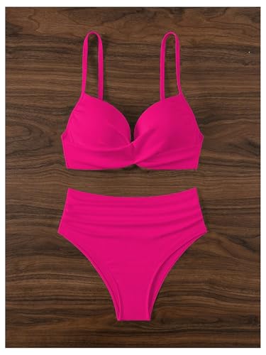 MakeMeChic Women's 2 Piece Bikini Set Wrap Backless High Waist Ruched Beachwear Swimsuits4