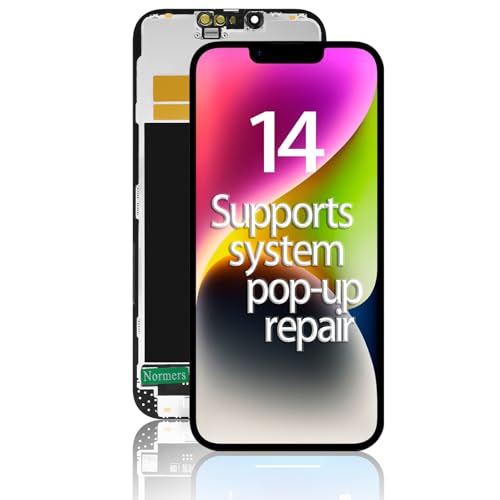 【Fixes System Pop-Ups】 for iPhone 14 Screen Replacement, 6.1 inch 3D Touch FHD LCD Display Full Repair Kit with Digitizer Assembly, Tool Set, Tempered Glass & Waterproof Adhesive