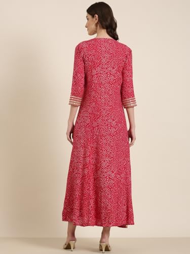 Image of SHOWOFFFF Women Solid Two-Piece Anarkali Ethnic Kurta | Round Neck Sleeveless Cotton Kurta for Womens | Regular Fit Ankle Length Kurta for Women's