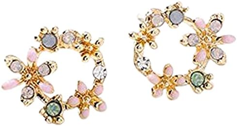 Amazon Saymi S ピアス アクセサリー レディース 人気 リング 可愛い 花柄 宝石 E パステルピンクフラワー ピアス 通販