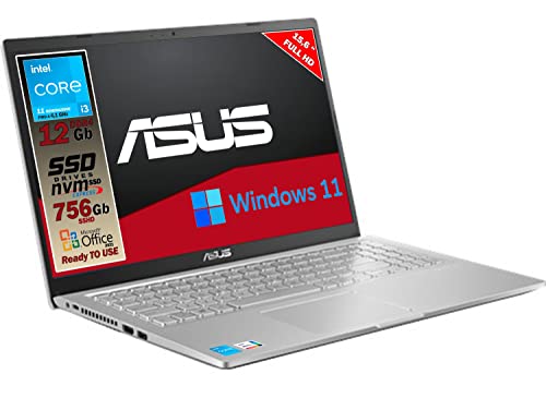 ✔️ ASUS NOTEBOOK Cpu i3 di 11 gen , ram 12 Gb DDR 4 , SSHD DA 756 Gb, SVGA INTEL ULTRA HD IRIS GRAPHICS DISPLAY 15,6 FULL HD IPS PACCHETTO COMPLETO WIN 11 PRO E OFFICE PRO 2021 PRONTO ALL' UTILIZZO IMMEDIATO