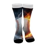 CWECVWE Boy's Dress Decor Socks Sport Baseball Compression Socks Travel Fashion Decor Water Fire Baseball Sport