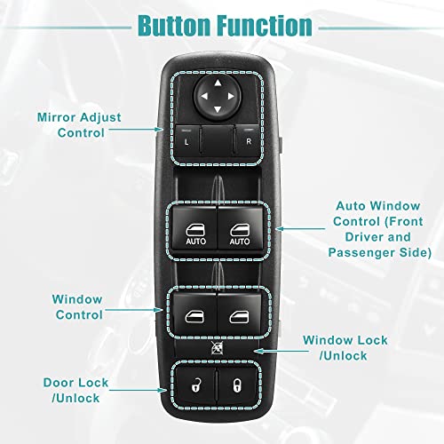 ACROPIX Front Left Driver Side Master Power Window Switch Fit for Dodge Charger - Pack of 1 Black - Thumbnail 3