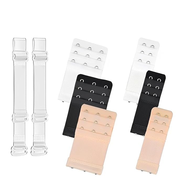 kshmanidhaye 6 Pcs Women's Bra extenders 2 Hooks/3 Hooks and 1 pair Women's Transparent Silicone Bra Straps Combo Hooks for Women-Bra-picture-12