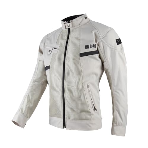 BY CITY - Chaqueta Summer Route Hombre - Tejido de Malla Perforada - Material Reflectante - Protecciones Flexishock Desmontables - Talla S - Gris