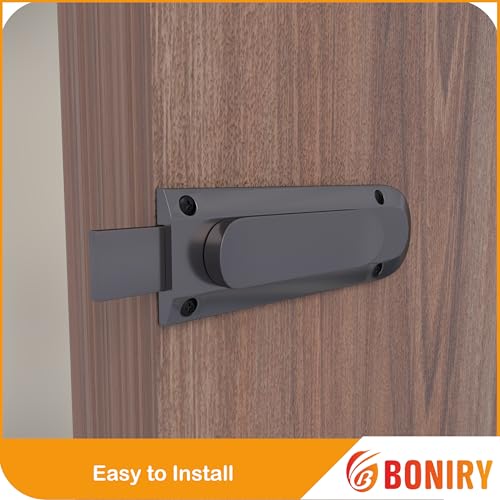 Image of Boniry Door Latch Lock | Solid Metal Door Stopper for Bathroom, Home, Office | Easy Install, Smooth Sliding, Heavy Duty Latch (4, Satin Black)