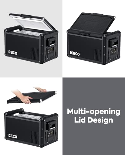 Image of ICECO VL35 ProS 12V Refrigerator, 37 Qt Portable Freezer, Compact Metal Car Fridge Powered by SECOP, DC 12 /24V, AC 110-240V, 0℉-50℉, Compressor Electric Cooler for Travel Camping Road Trip Truck