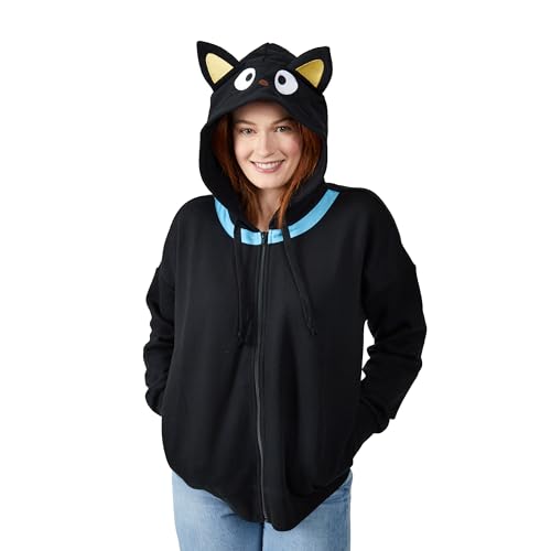 Sweat à capuche zippé Chococat femme manches longues contre le froid noir