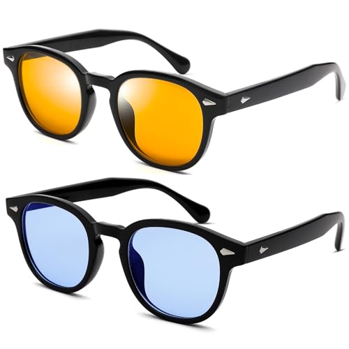 Retro Round Sunglasses For Men Women - Vintage Circle Tinted Sun Glasses