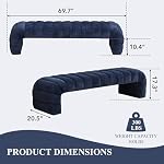 69.7" Ottoman Bench, Teddy Queen Size End of Bed Bench, Navy - Image 2