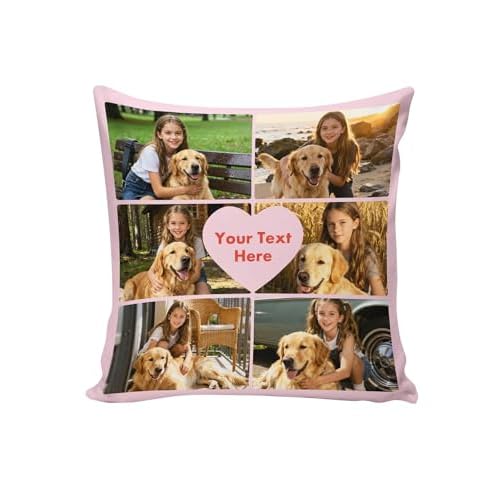 Custom4U Custom Pillow with Picture & Text Two-Sides Heart Customized Photo Pillowcase Love Gifts for Valentines Day Decorations (Optional Pillow Inse